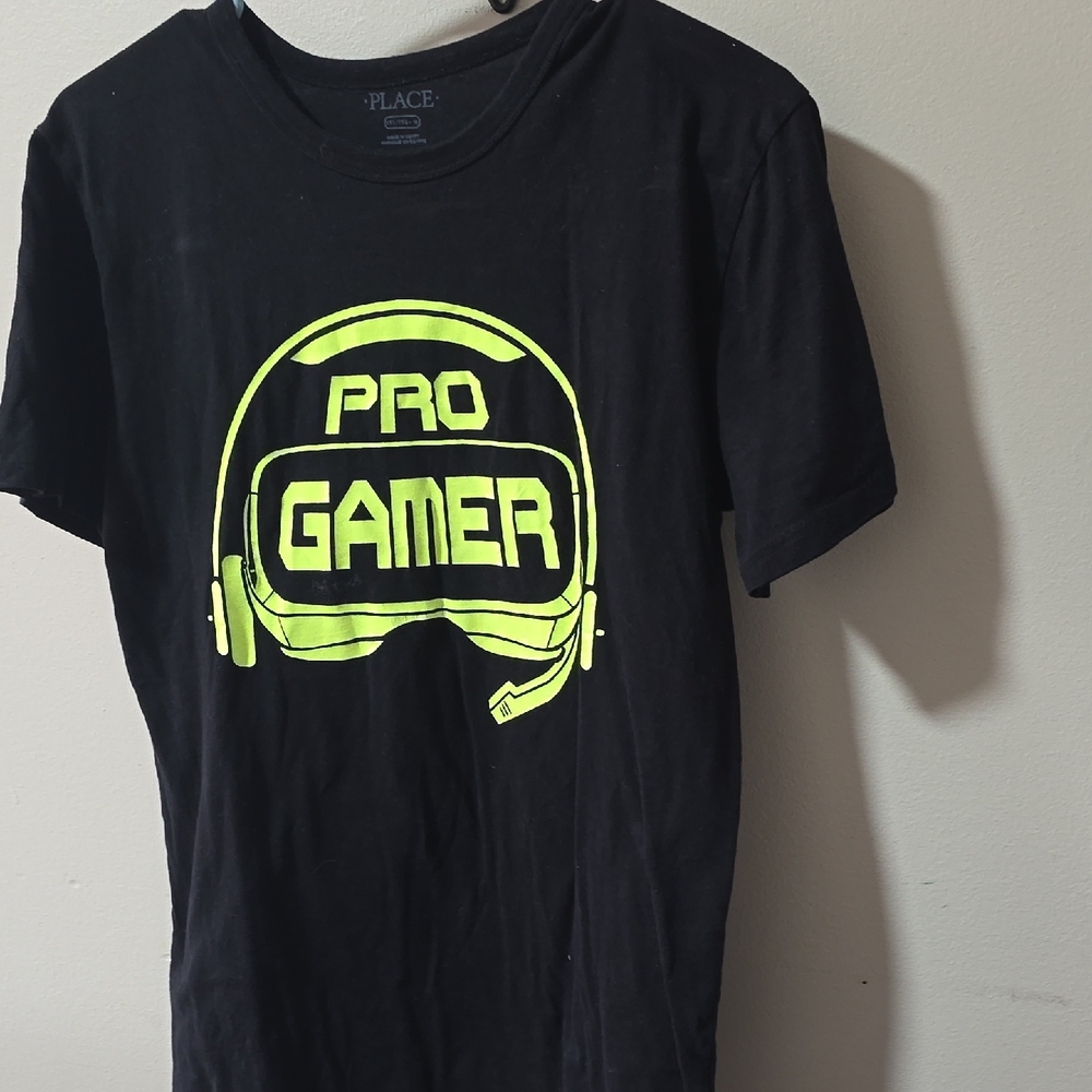 Place Black Tee with Neon Yellow 'Pro Gamer' Headset Graphic
